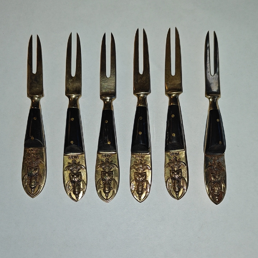 Vintage Gold and Black Decorative Fork Set